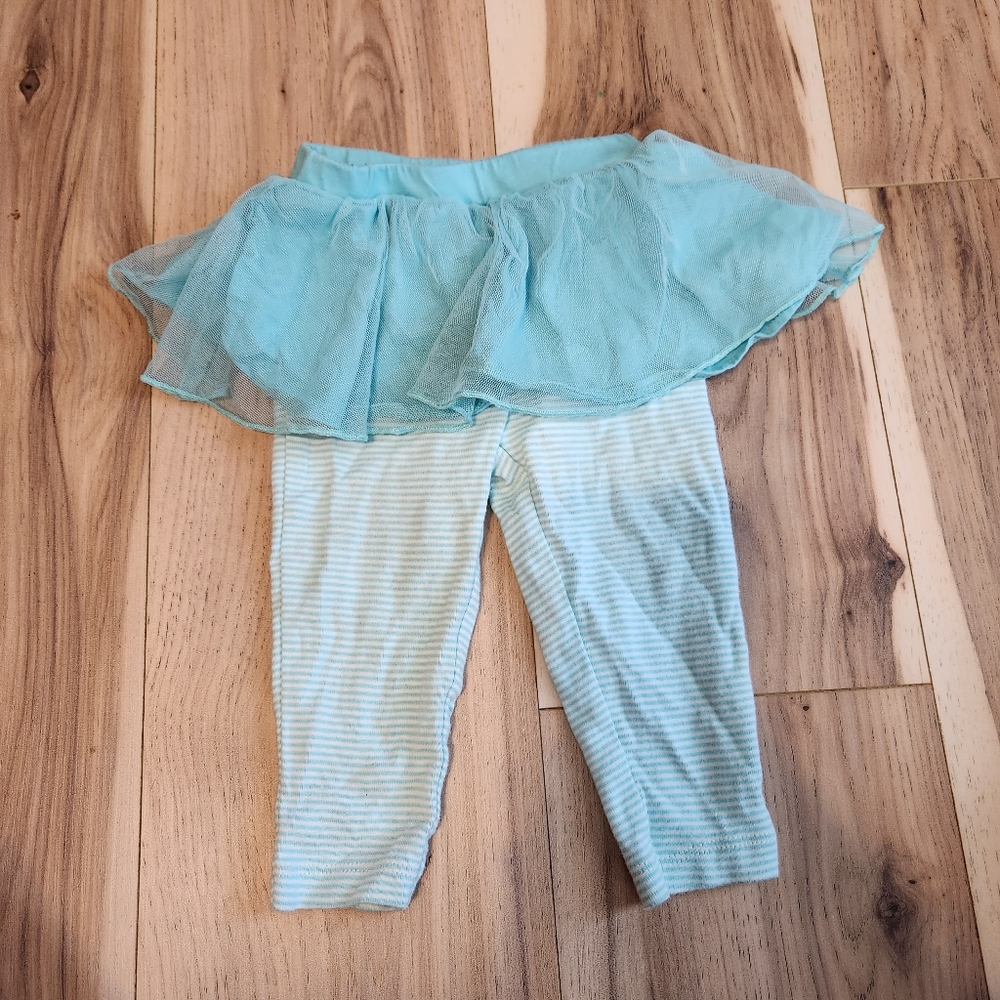 🌟10/$10 - 💙 Carters 9 Month Blue and White Stripe Pants with Tulle Skirt 👶